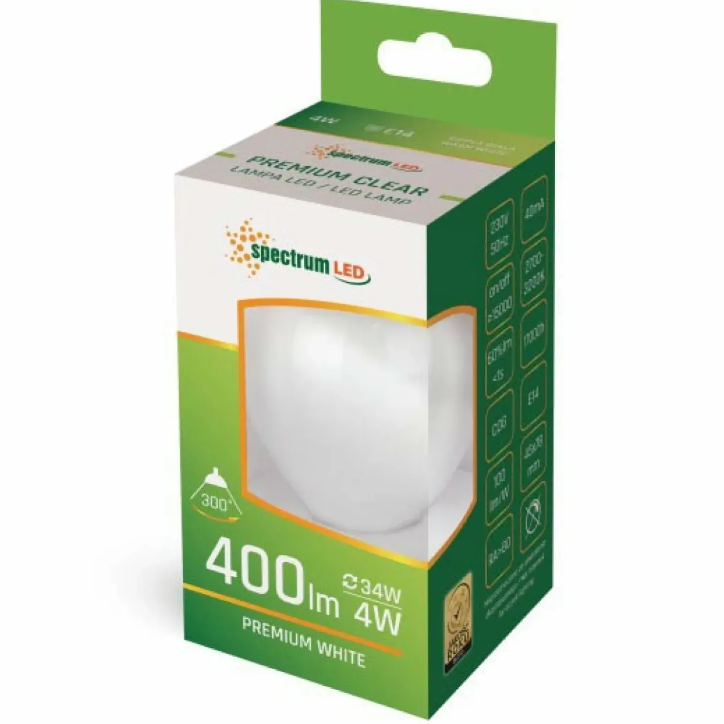 Żarówka kulka LED mały gwint ciepła 4W SpectrumLED 14073 | Kaja*Sklep Kaja Shop