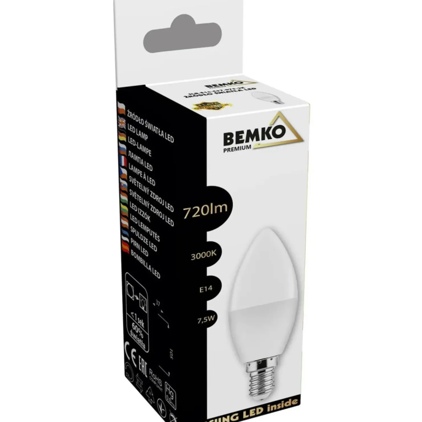 Żarówka LED świeczka SAMSUNG ciepła E14 7,5W BEMKO C37 | Kaja*Sklep Kaja New