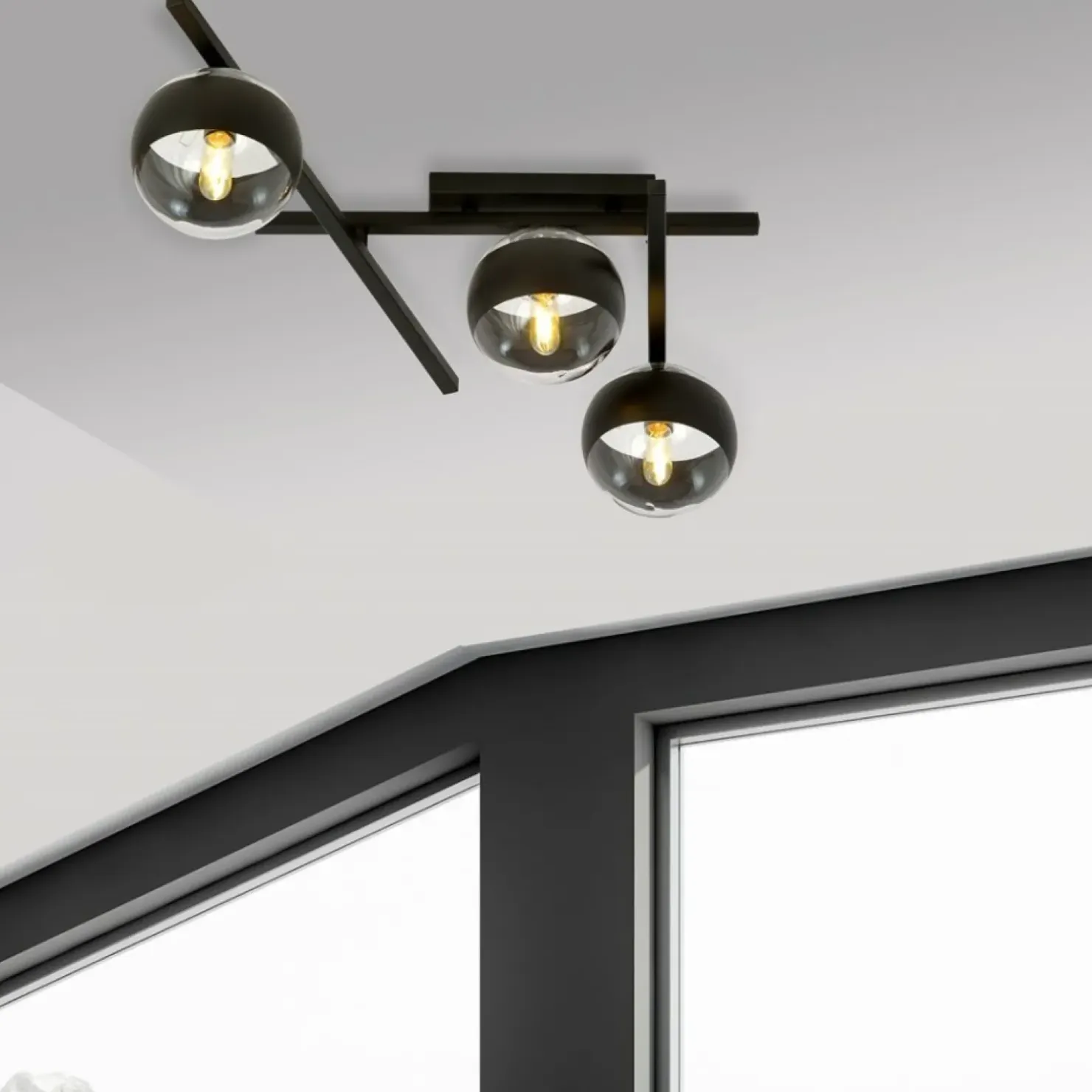 Cheap Sklep Kaja Asymetryczna, czarna lampa sufitowa do holu 1105/3 SMART | Kaja