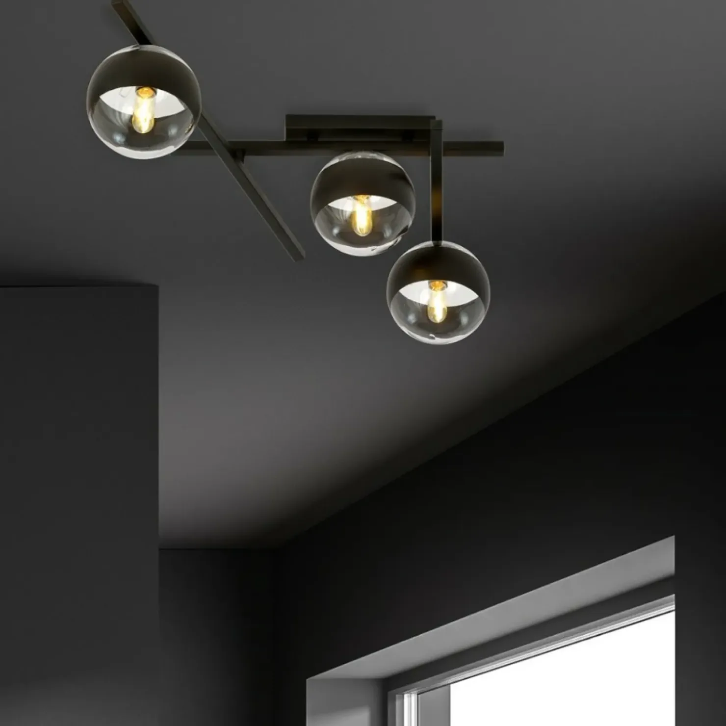Cheap Sklep Kaja Asymetryczna, czarna lampa sufitowa do holu 1105/3 SMART | Kaja