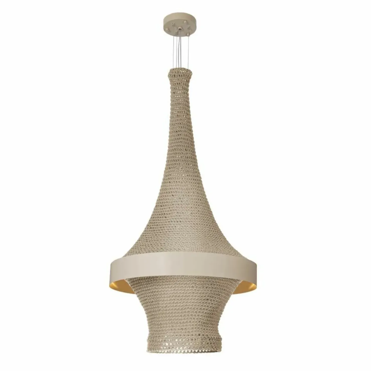 Best Sklep Kaja Beżowa lampa wisząca w stylu eco, z ledem ANT 5035 DOTA | Kaja