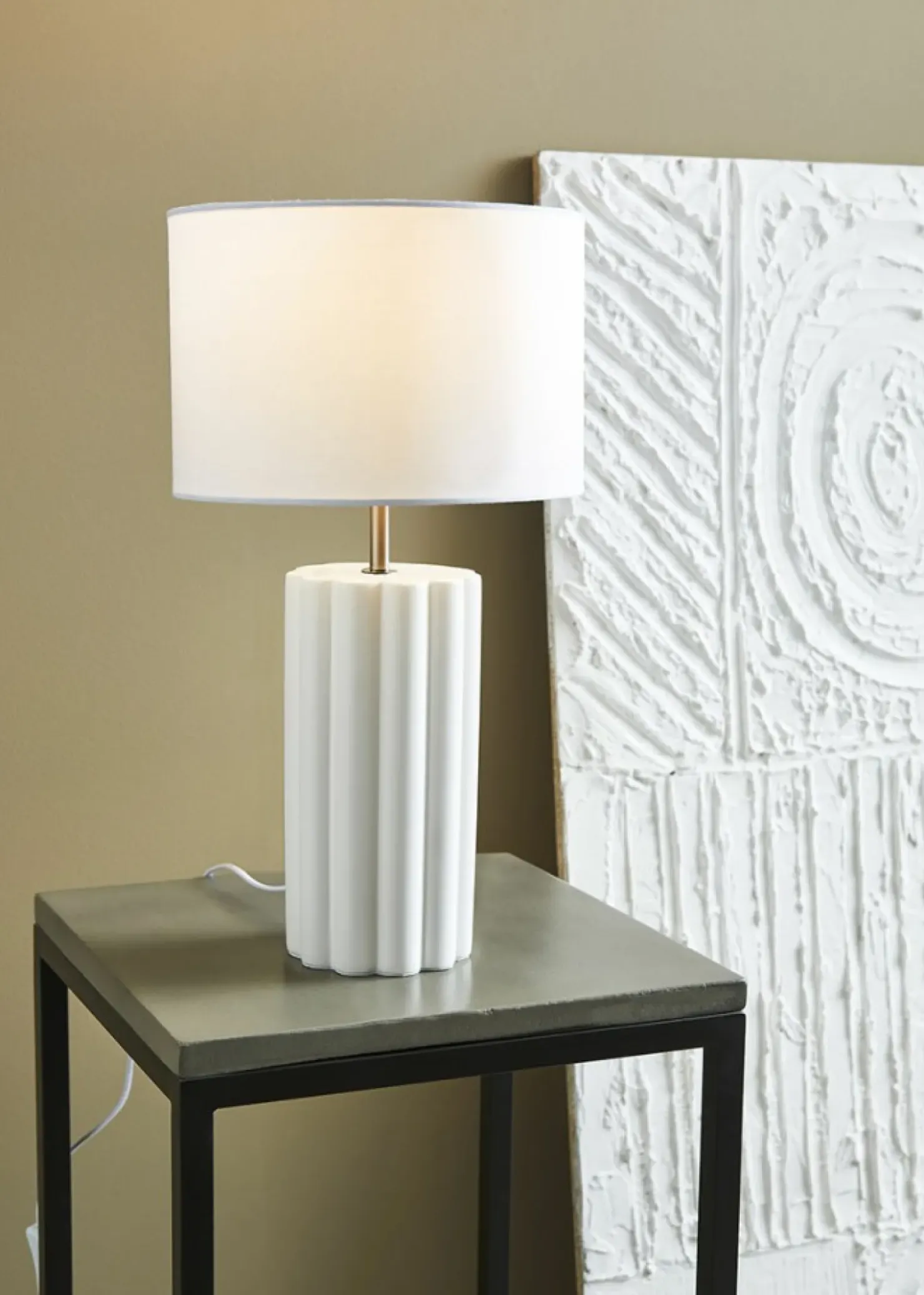 Biała elegancka lampka nocna z abażurem 108220 | Kaja Oświetlenie*Sklep Kaja Best Sale