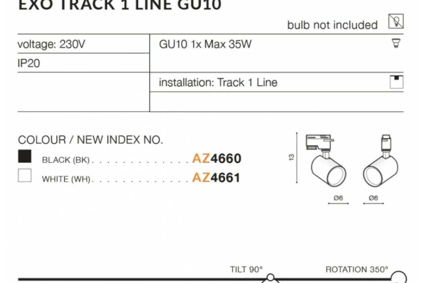 Biała głowica do szyny jednofazowej 360° AZ4661 EXO | Kaja Oświetlenie*Sklep Kaja Sale