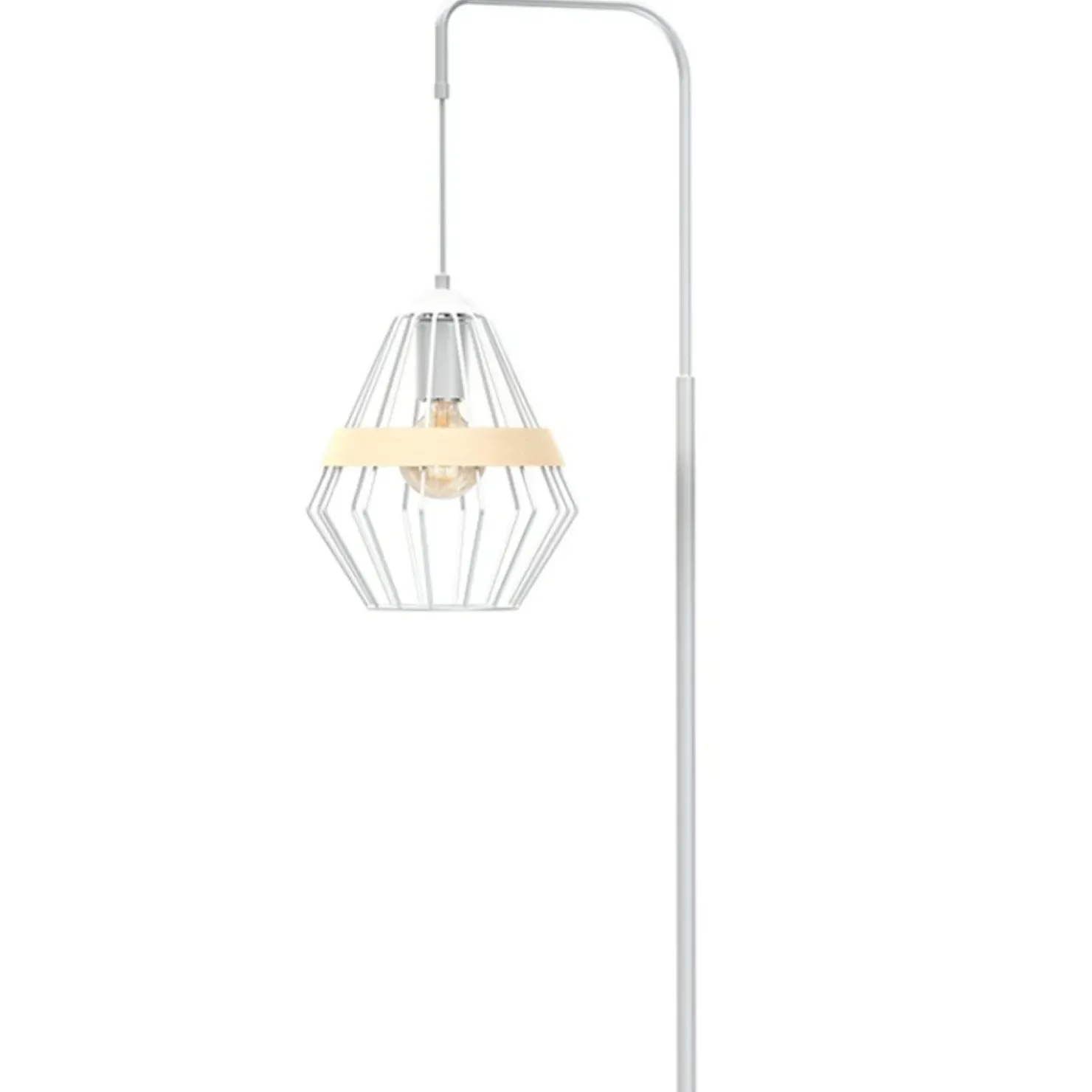 Biała lampa podłogowa z drucianym kloszem MLP5522 z serii CLIFF | Kaja Oświetlen*Sklep Kaja Online