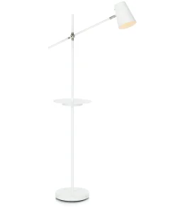 Biała lampa podłogowa z gniazdem USB i półką 107308 | Kaja Oświetlenie*Sklep Kaja Clearance