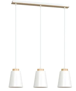 Outlet Sklep Kaja Biała lampa wisząca nad drewniany stół w kuchni 443/3 | Kaja