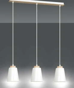 Outlet Sklep Kaja Biała lampa wisząca nad drewniany stół w kuchni 443/3 | Kaja