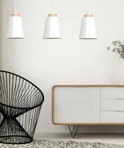 Outlet Sklep Kaja Biała lampa wisząca nad drewniany stół w kuchni 443/3 | Kaja