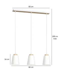 Outlet Sklep Kaja Biała lampa wisząca nad drewniany stół w kuchni 443/3 | Kaja