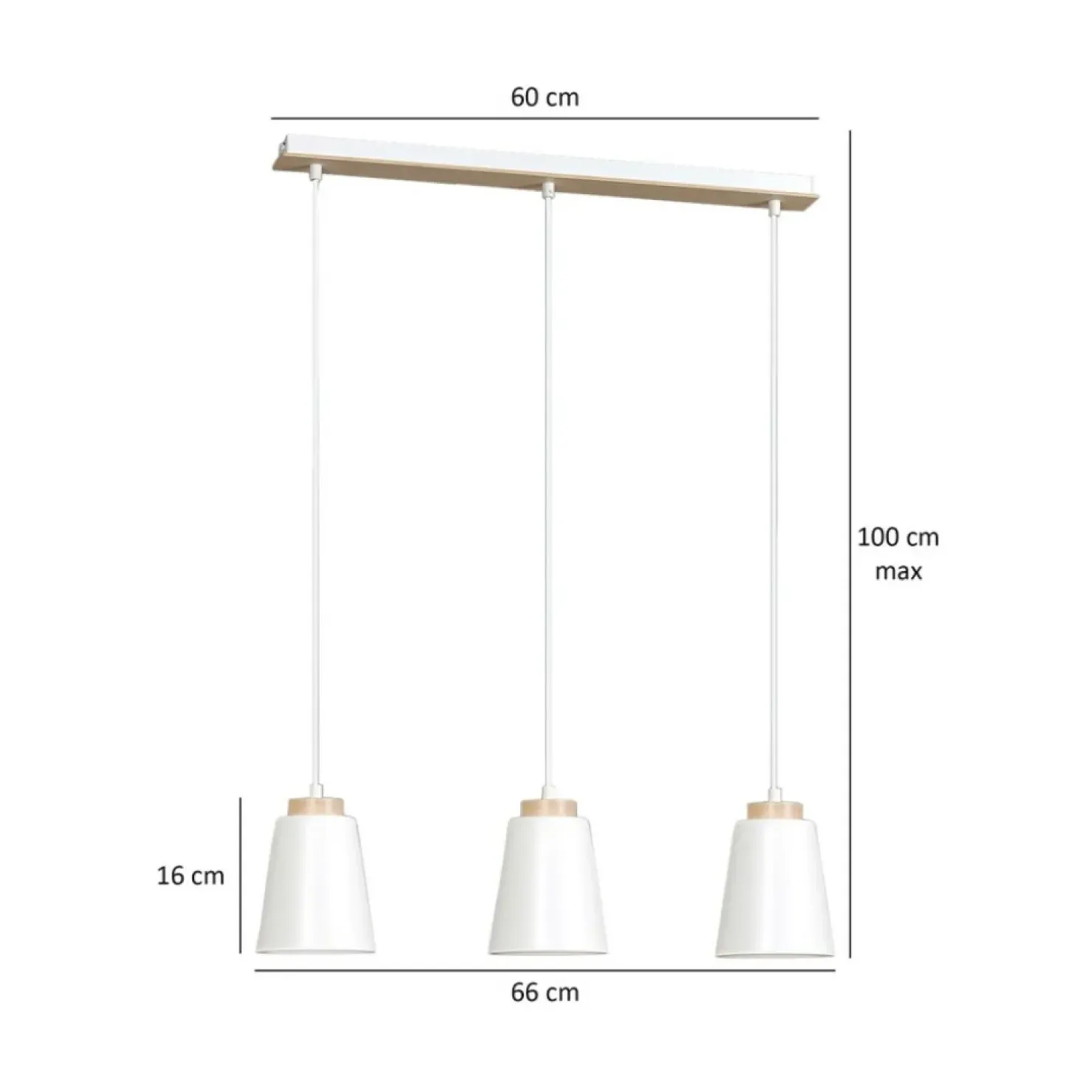 Outlet Sklep Kaja Biała lampa wisząca nad drewniany stół w kuchni 443/3 | Kaja