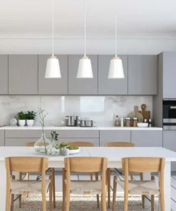 Outlet Sklep Kaja Biała lampa wisząca nad drewniany stół w kuchni 443/3 | Kaja