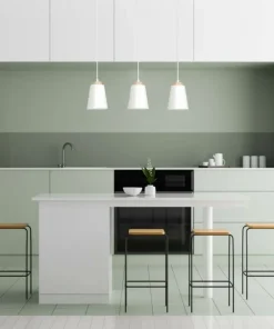 Outlet Sklep Kaja Biała lampa wisząca nad drewniany stół w kuchni 443/3 | Kaja