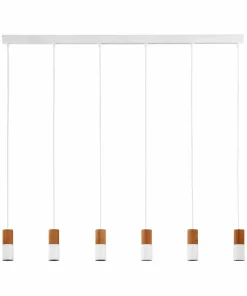 Cheap Sklep Kaja Biała lampa wisząca z 6 tubami z drewna TK 6308 ELIT | Kaja drewno
