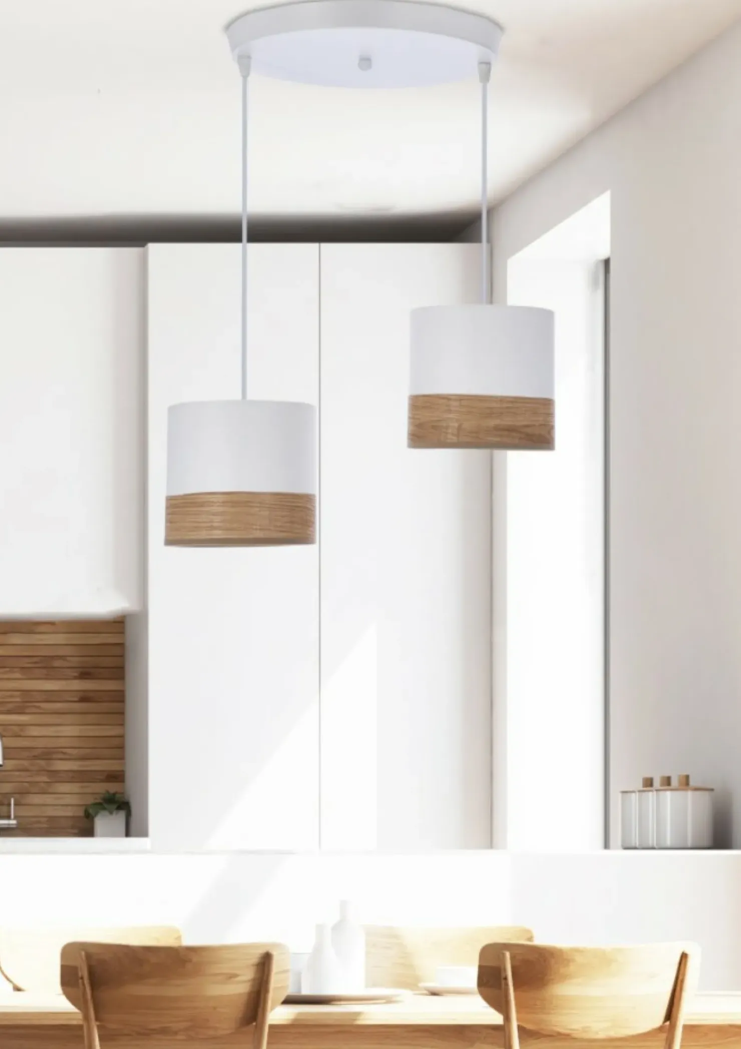 Shop Sklep Kaja Biała lampa wisząca z abażurami, do sypialni 32-17567 z serii BIANCO