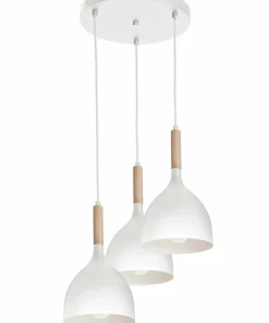 Sale Sklep Kaja Biała lampa wisząca z dekoracyjnym drewnem LX 1195 z serii NOAK WOOD