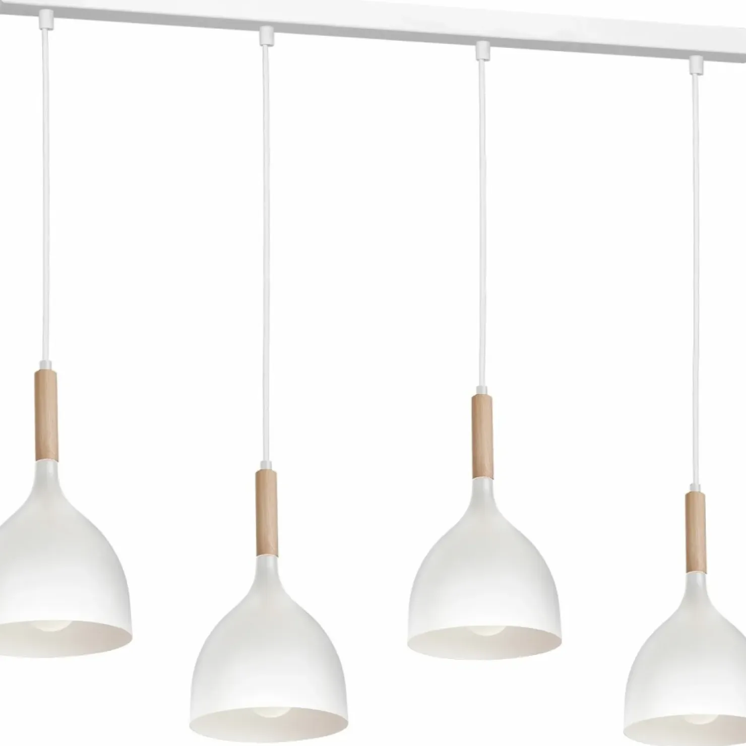 Best Sale Sklep Kaja Biała lampa wisząca z drewnem, cztery klosze LX 3710 z serii NOAK WOOD