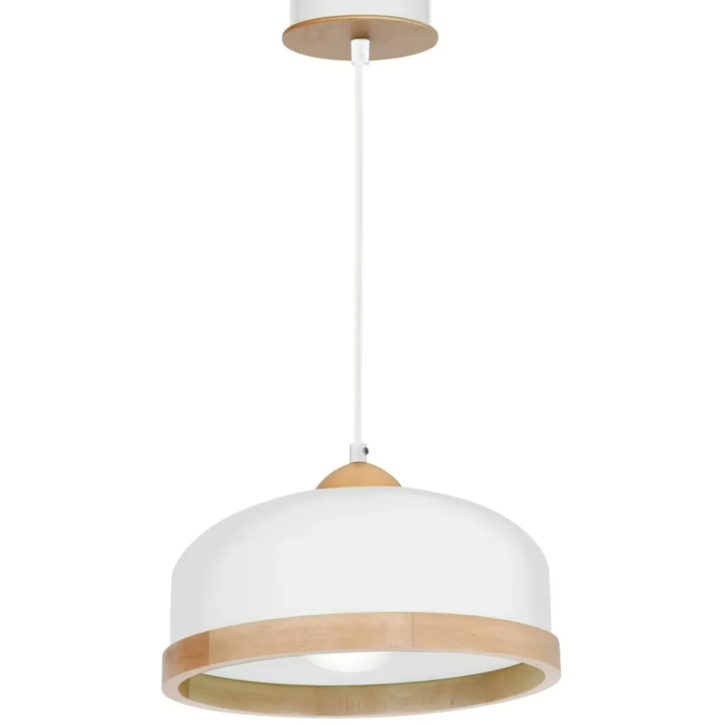 Outlet Sklep Kaja Biała lampa wisząca z elementami drewna MLP8848 STUDIO | Kaja