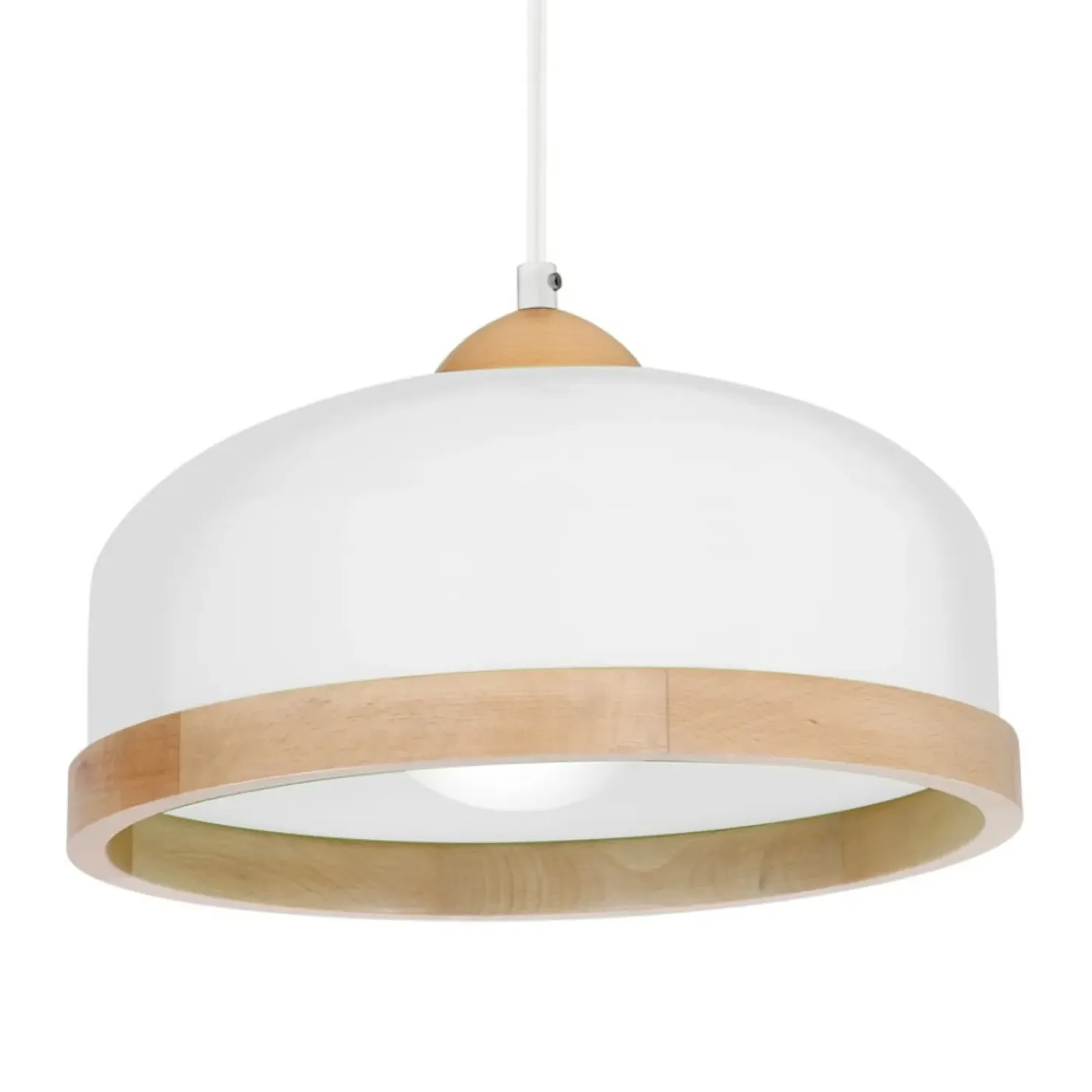 Outlet Sklep Kaja Biała lampa wisząca z elementami drewna MLP8848 STUDIO | Kaja