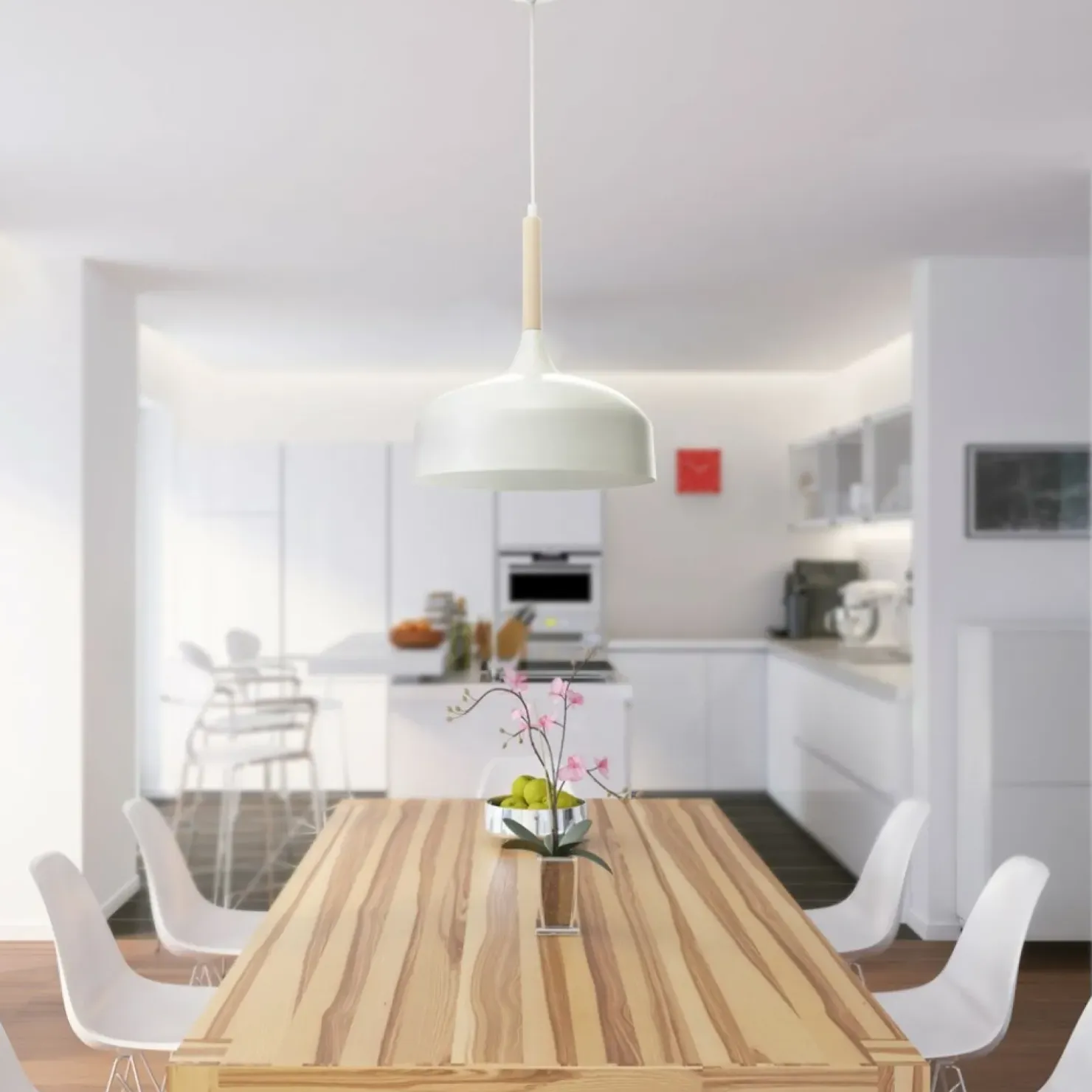 Store Sklep Kaja Biała lampa wisząca z metalowym kloszem MLP6217 z serii TAYLOR | Kaja Oświetleni