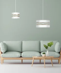 Biała lampa wisząca ze złotymi dekoracjami K-5210 z serii VICTORIA*Sklep Kaja Sale