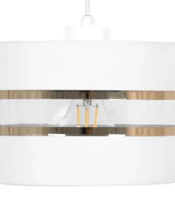 Biała lampa wisząca ze złotymi dekoracjami K-5210 z serii VICTORIA*Sklep Kaja Sale