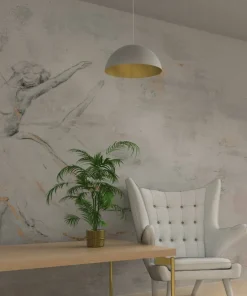 Store Sklep Kaja Biała lampa wisząca ze złotym wnętrzem MLP7974 z serii BETA | Kaja Oświetlenie