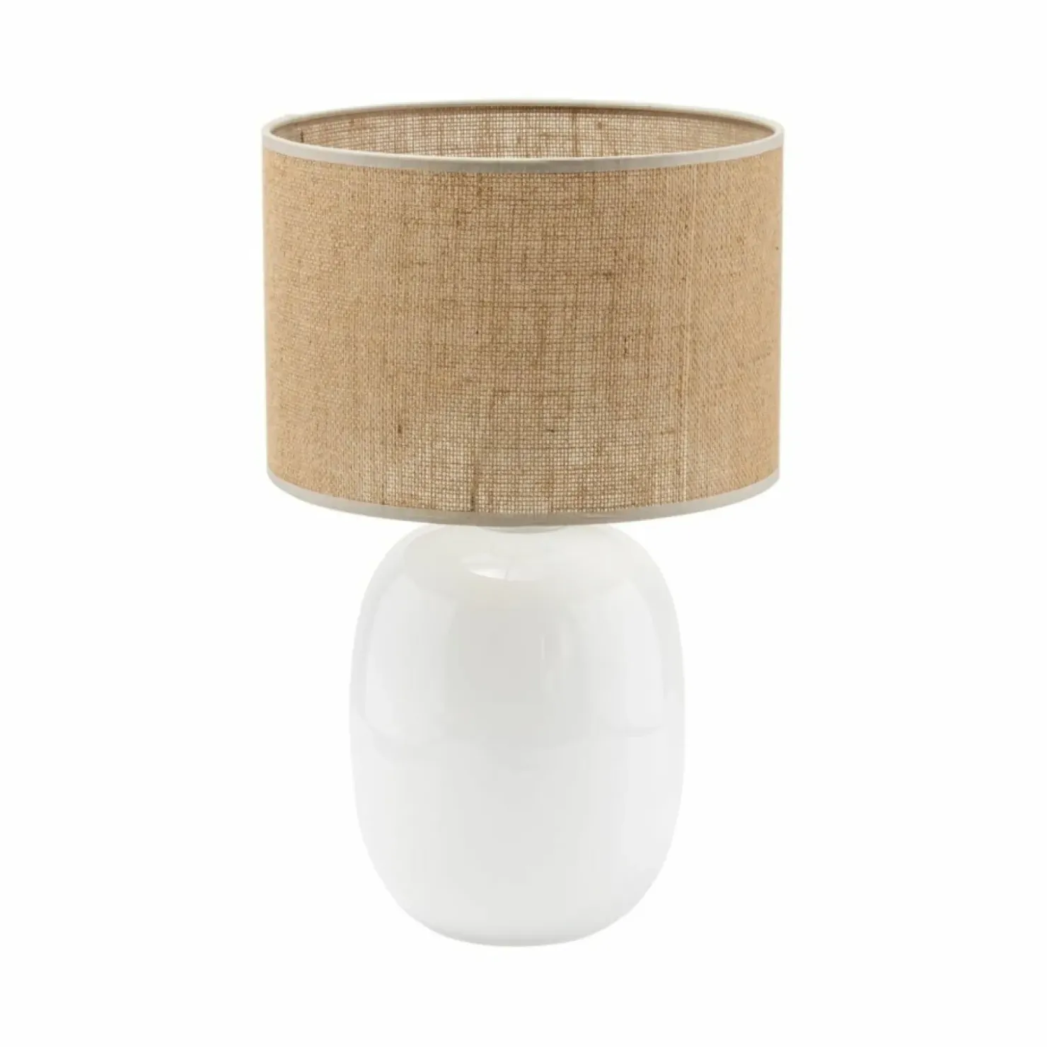 Biała lampka stołowa z abażurem z juty TK 5984 MELODY WHITE | Kaja*Sklep Kaja New
