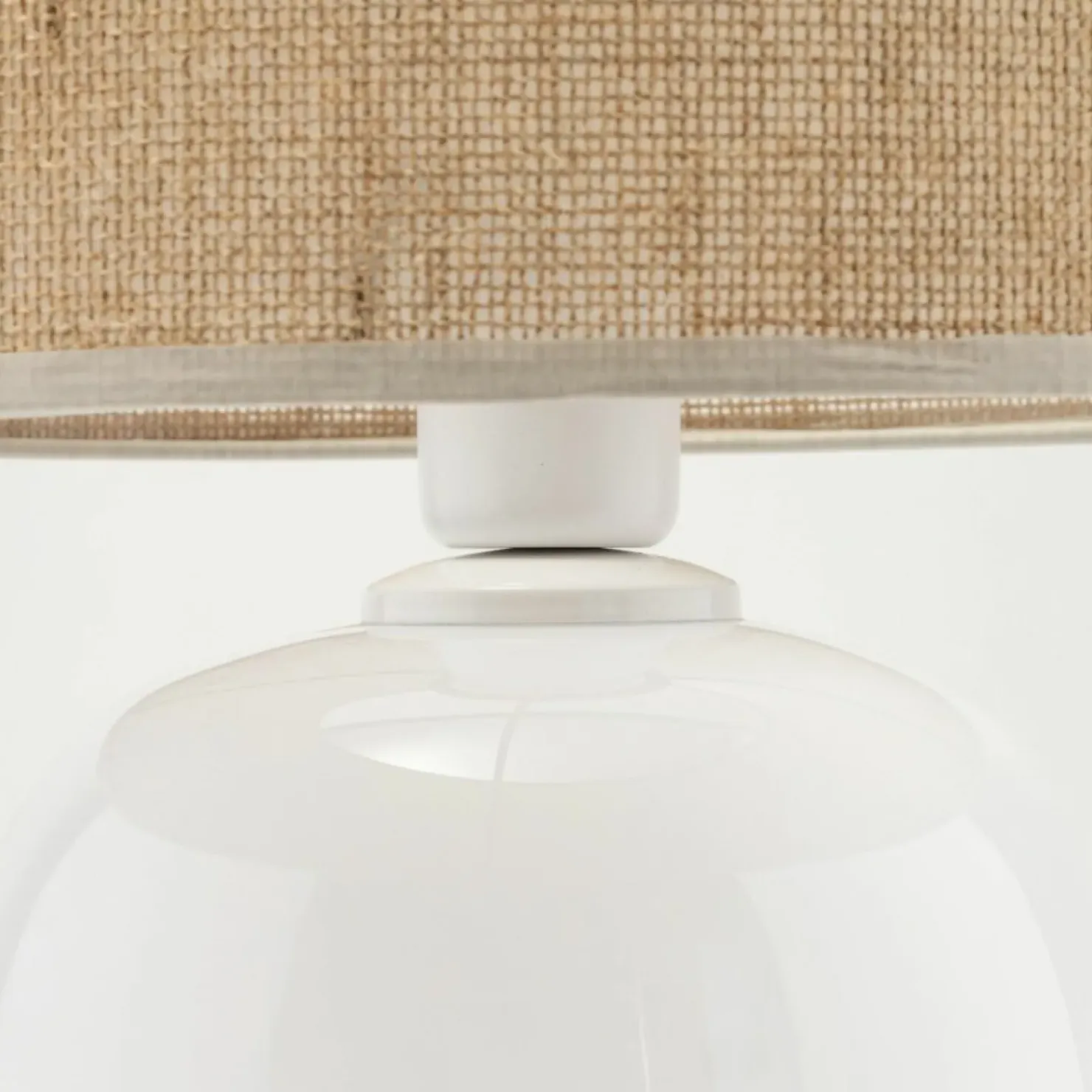 Biała lampka stołowa z abażurem z juty TK 5984 MELODY WHITE | Kaja*Sklep Kaja New