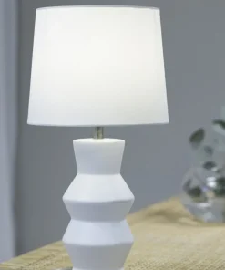 Biała lampka stołowa z dekoracyjną podstawą 108448 z serii SIENNA*Sklep Kaja Best Sale