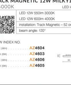 Biała listwa LED do szyny 1-fazowej magnetycznej AZ4606 SAGA | Kaja*Sklep Kaja Hot