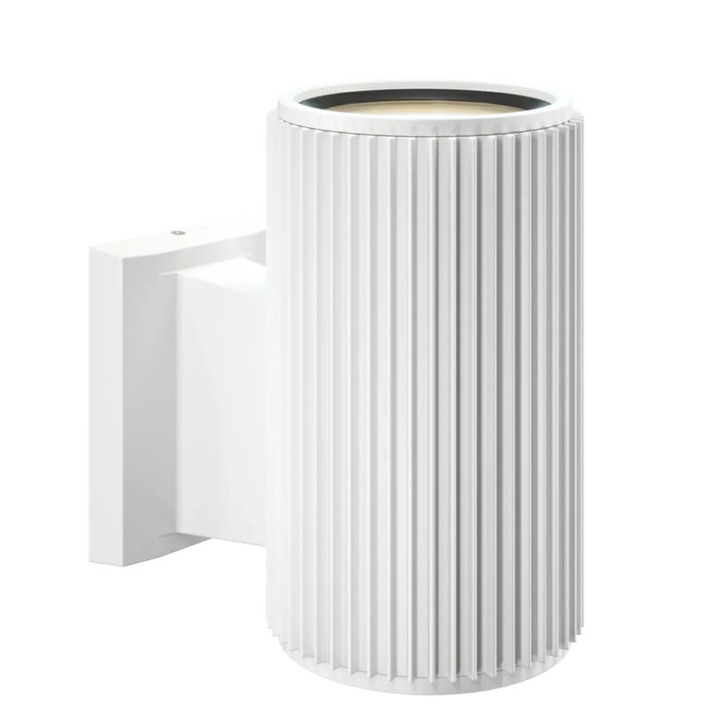 Biała, ryflowana lampa ścienna elewacyjna O419WL-01W z serii RANDO*Sklep Kaja Online