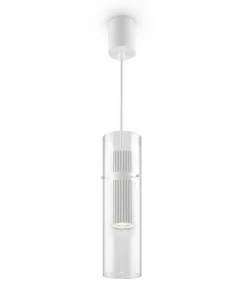 Clearance Sklep Kaja Biała, smukła lampa wisząca z kloszem tubą MOD326PL-01W DYNAMICS białymatowy