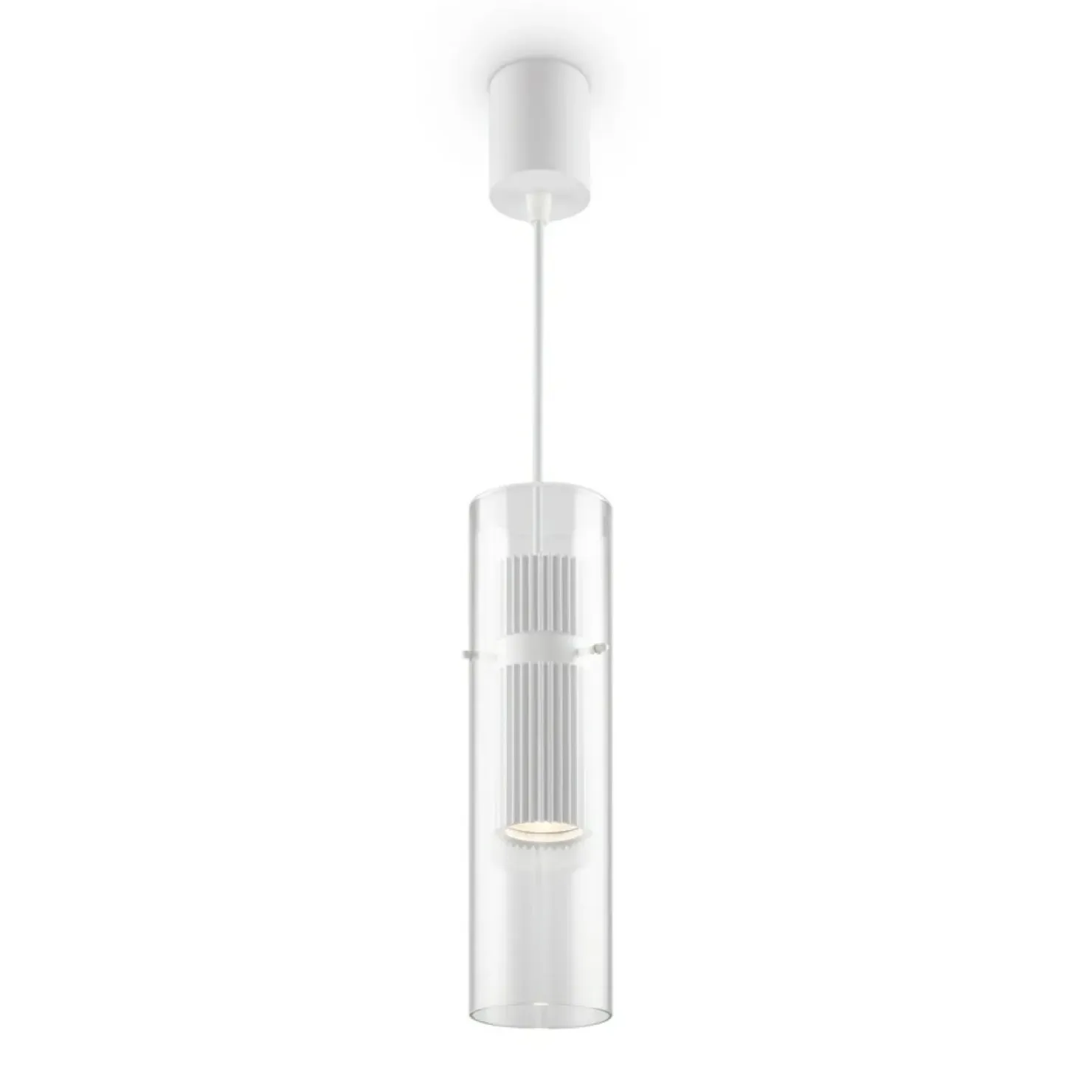Clearance Sklep Kaja Biała, smukła lampa wisząca z kloszem tubą MOD326PL-01W DYNAMICS białymatowy