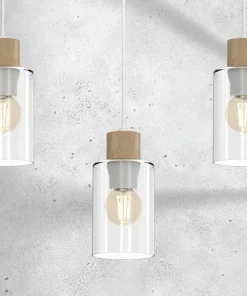 Online Sklep Kaja Biało-brązowa lampa wisząca nad wyspę kuchenną MLP8555 MADERA | Kaja