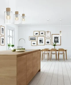 Online Sklep Kaja Biało-brązowa lampa wisząca nad wyspę kuchenną MLP8555 MADERA | Kaja