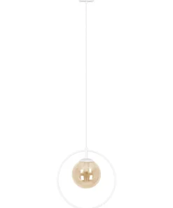 New Sklep Kaja Biało-bursztynowa lampa wisząca do sypialni K-5309 z serii ALMA