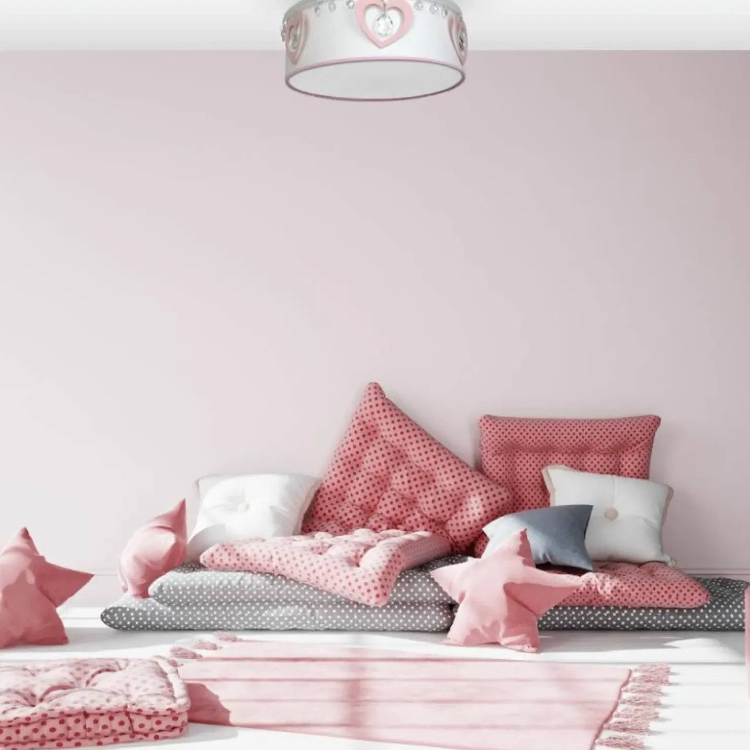 Cheap Sklep Kaja Biało-różowa lampa plafon dziecięcy - serduszka MLP8279 HEART | Kaja