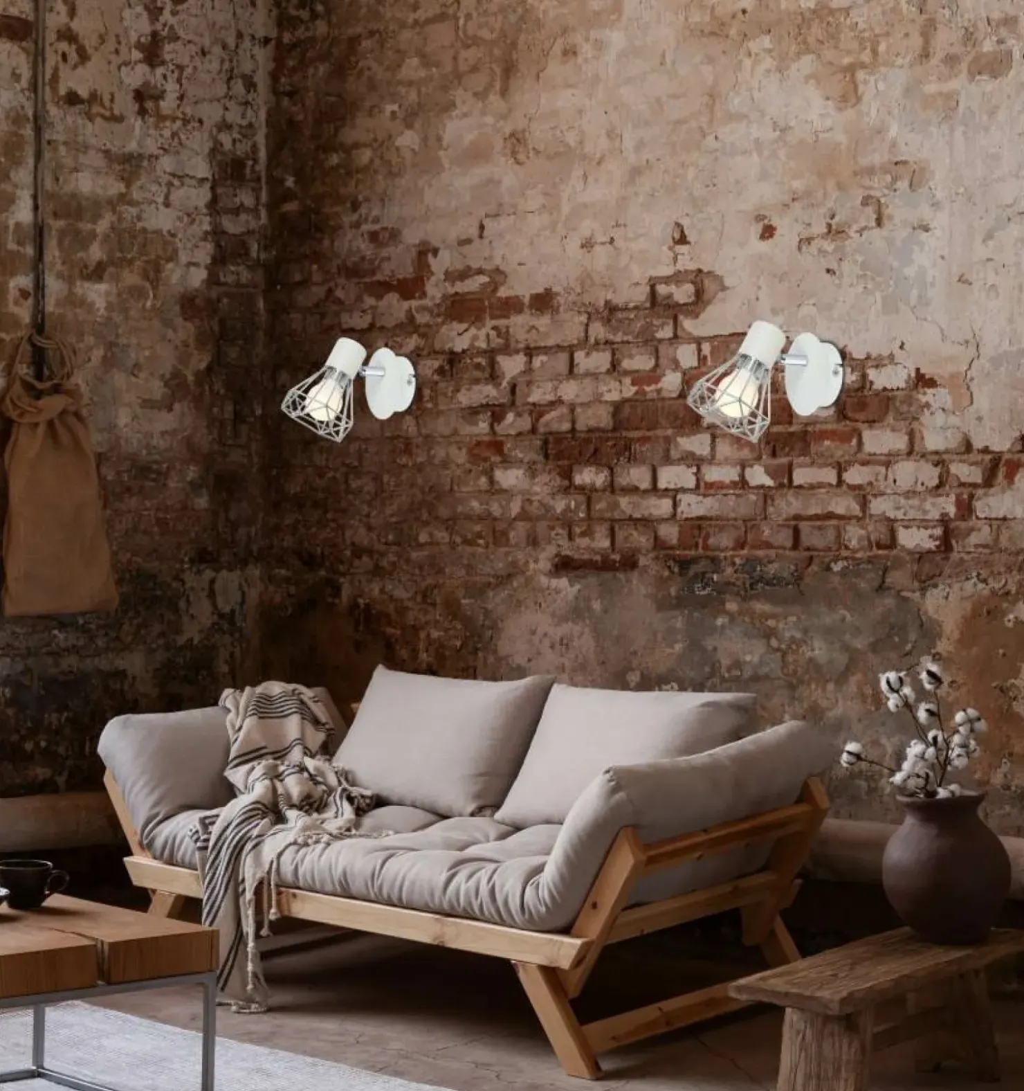 Biało-srebrna lampa z drucianym kloszem 91-61331 VERVE | Kaja*Sklep Kaja Shop