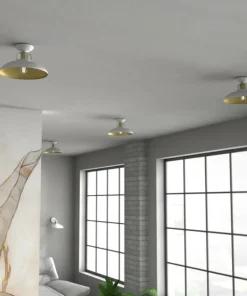 Discount Sklep Kaja Biało-złota lampa sufitowa na jedną żarówkę MLP7703 z serii FELIX | Kaja Oświetl