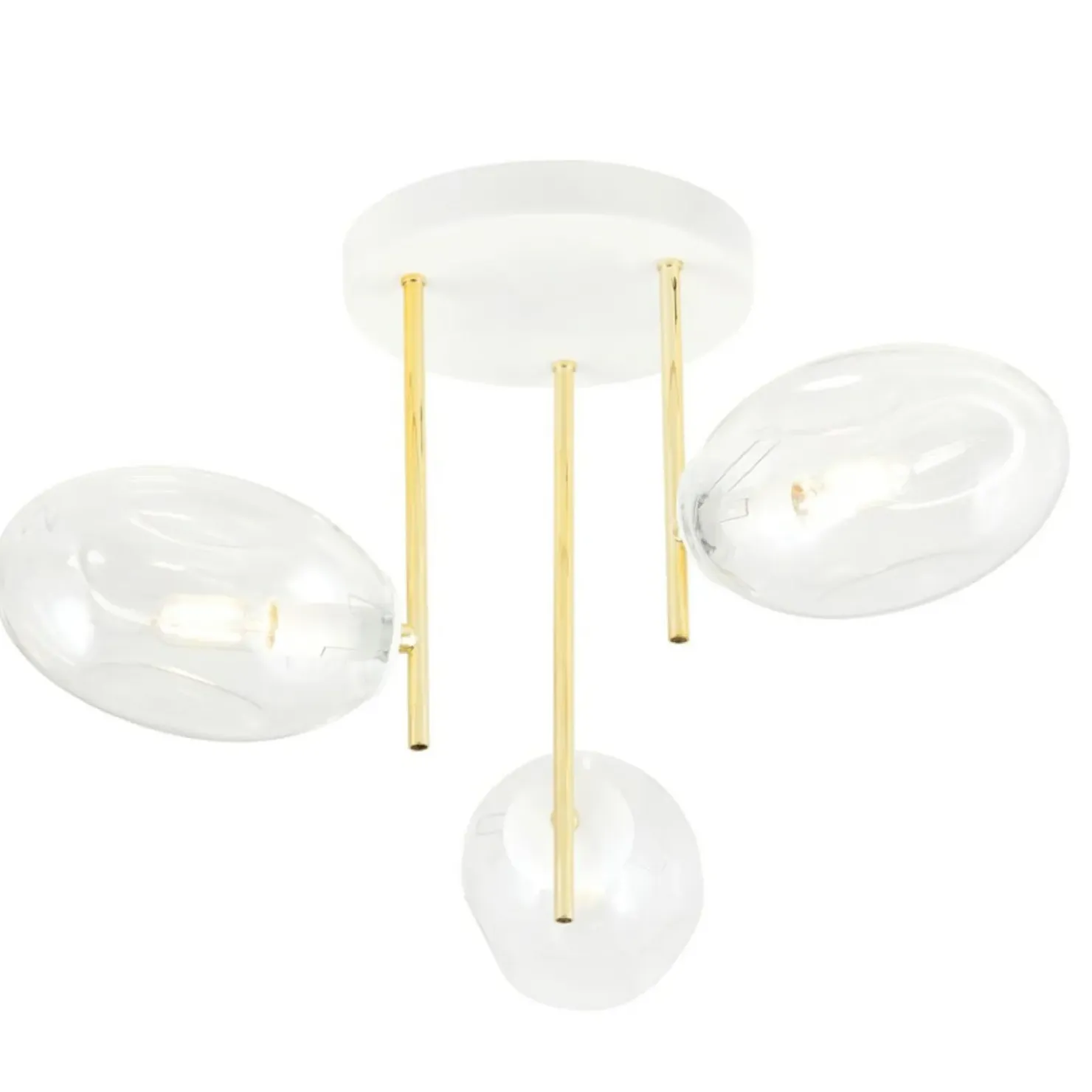 Discount Sklep Kaja Biało-złota lampa sufitowa, transparentne klosze 1276/3 z serii ARGO