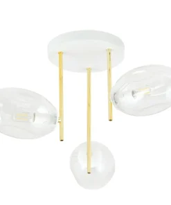 Discount Sklep Kaja Biało-złota lampa sufitowa, transparentne klosze 1276/3 z serii ARGO