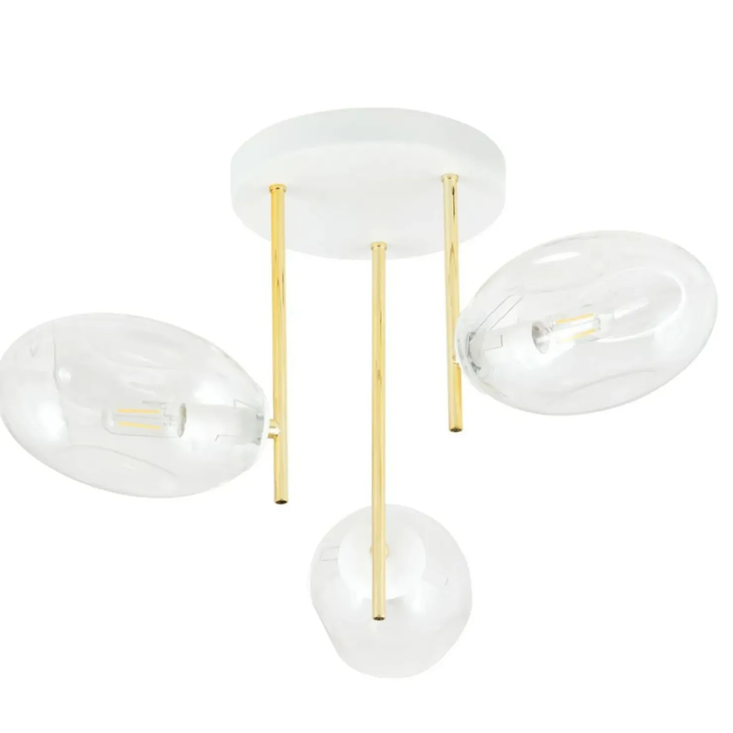 Discount Sklep Kaja Biało-złota lampa sufitowa, transparentne klosze 1276/3 z serii ARGO