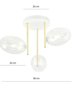 Discount Sklep Kaja Biało-złota lampa sufitowa, transparentne klosze 1276/3 z serii ARGO