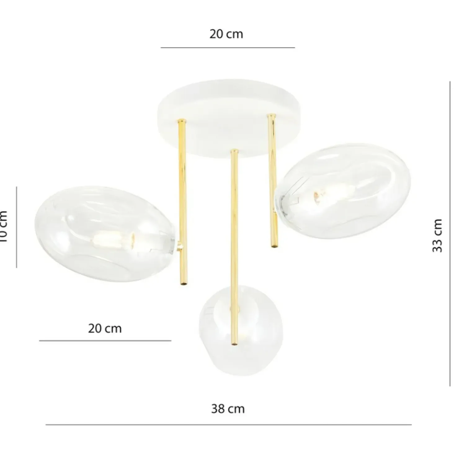 Discount Sklep Kaja Biało-złota lampa sufitowa, transparentne klosze 1276/3 z serii ARGO