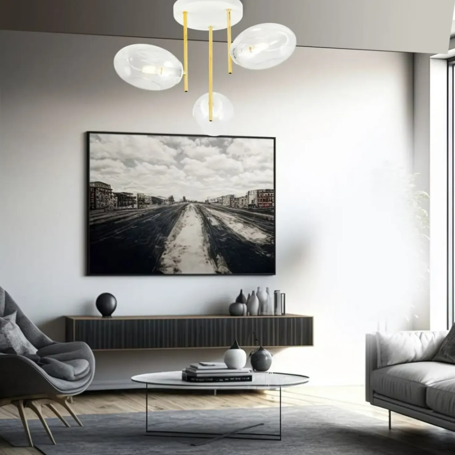Discount Sklep Kaja Biało-złota lampa sufitowa, transparentne klosze 1276/3 z serii ARGO