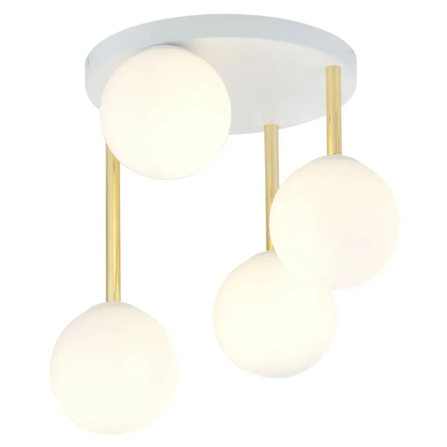 Biało-złota lampa sufitowa z kulistymi kloszami 1261/4 z serii DOLCE*Sklep Kaja Clearance