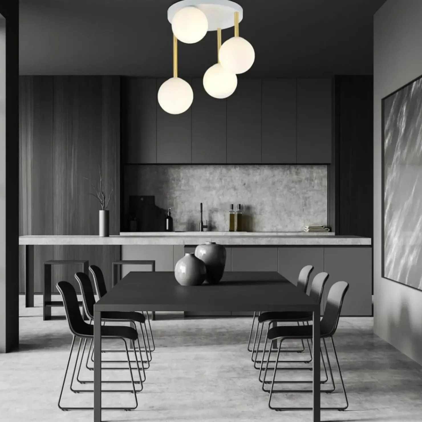 Biało-złota lampa sufitowa z kulistymi kloszami 1261/4 z serii DOLCE*Sklep Kaja Clearance