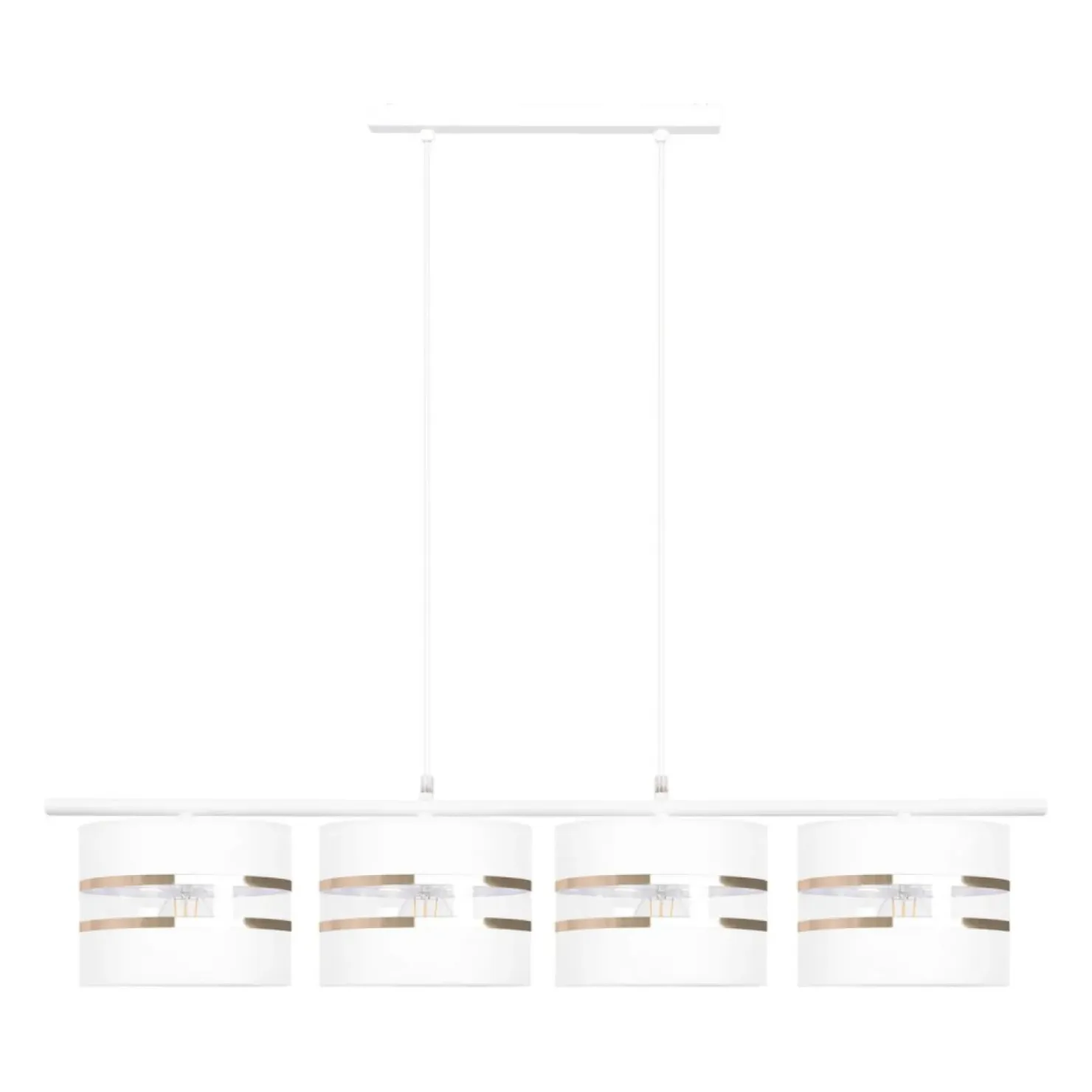 Biało-złota lampa wisząca, cztery abażury K-5213 z serii VICTORIA*Sklep Kaja Discount