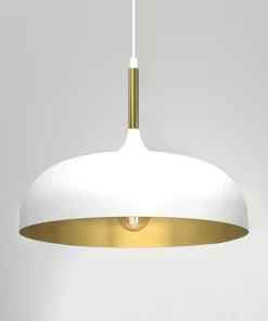 Outlet Sklep Kaja Biało-złota lampa wisząca, nad stolik kawowy MLP8031 z serii LINCOLN | Kaja Oświ