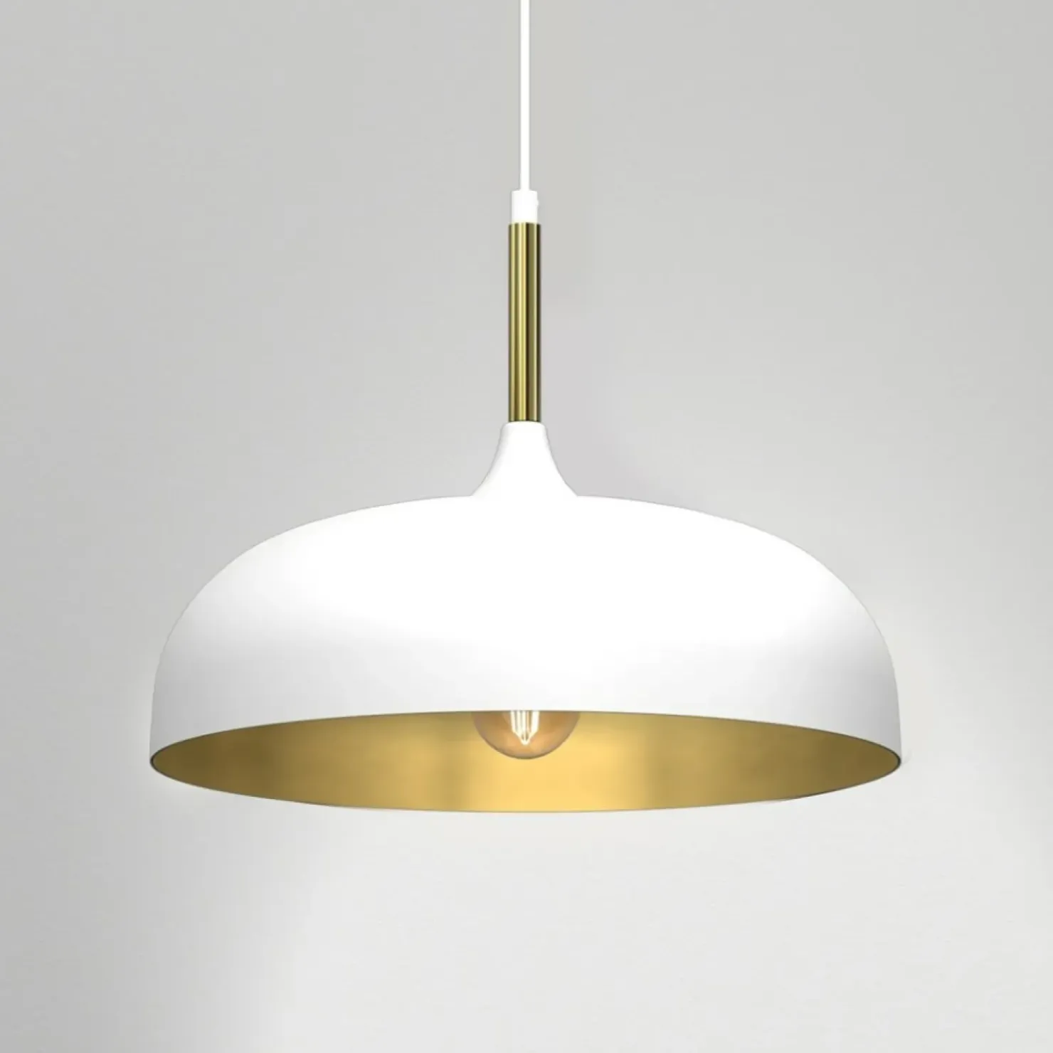 Outlet Sklep Kaja Biało-złota lampa wisząca, nad stolik kawowy MLP8031 z serii LINCOLN | Kaja Oświ